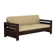 Jenthoris 3 Seater Solid Wood Sofa (Walnut Finish)