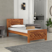 Fandoris Sheesham Wood Single Size Bed (Honey Finish)