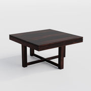 Evereford Solid Sheesham Wood Coffee Table with 4 Cushioned Stools – Walnut Finish
