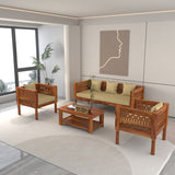 Yokriayn 5 Seater Solid Wood Sofa (Honey Finish)