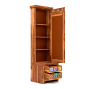 Gendrin Sheesham Wood Dressing Table with Mirror and Drawers (Honey Finish)