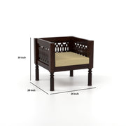 Yokriayn 1 Seater Solid Wood Sofa (Walnut Finish)