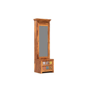 Gendrin Sheesham Wood Dressing Table with Mirror and Drawers (Honey Finish)