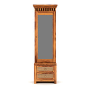 Frovion Sheesham Wood Dressing Table with Mirror and Drawers (Honey Finish)