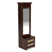 Frovion Sheesham Wood Dressing Table with Mirror and Drawers (Walnut Finish)