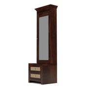 Frovion Sheesham Wood Dressing Table with Mirror and Drawers (Walnut Finish)