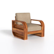 Curve 6 Seater Solid Wood Sofa (Honey Finish)