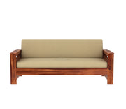 Jenthoris 3 Seater Solid Wood Sofa (Honey Finish)