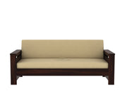 Jenthoris 3 Seater Solid Wood Sofa (Walnut Finish)