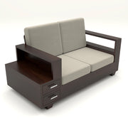 Jorvian Mossy 6 Seater Solid Wood Sofa (Walnut Finish)