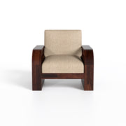 Curve 6 Seater Solid Wood Sofa (Walnut Finish)