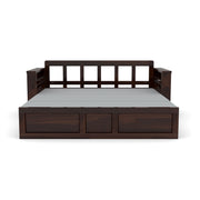 Karmith Sheesham Wood 3 Seater Sofa Bed With Storage (Walnut Finish)