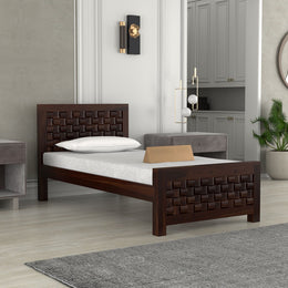 Fandoris Sheesham Wood Single Size Bed (Honey Finish)