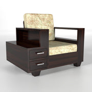 Jorvian Suede 6 Seater Solid Wood Sofa (Walnut Finish)