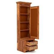 Frovion Sheesham Wood Dressing Table with Mirror and Drawers (Honey Finish)