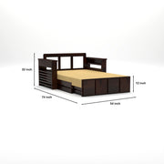 Aryavex Sheesham Wood 2 Seater Sofa Bed With Storage (Walnut Finish)
