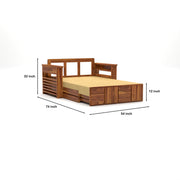 Aryavex Sheesham Wood 2 Seater Sofa Bed With Storage (Honey Finish)