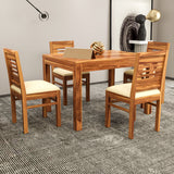 Ravendor Sheesham Wood Dining Set 4 Seater (Honey Finish)