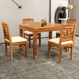 Ravendor Sheesham Wood Dining Set 4 Seater (Honey Finish)