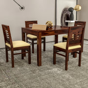 Ravendor Sheesham Wood Dining Set 4 Seater (Walnut Finish)