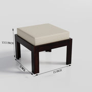 Solinvale Solid Sheesham Wood Coffee Table with 4 Cushioned Stools – Walnut Finish