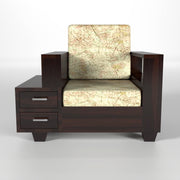 Jorvian Suede 6 Seater Solid Wood Sofa (Walnut Finish)