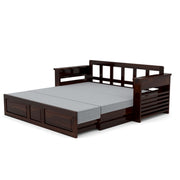 Karmith Sheesham Wood 3 Seater Sofa Bed With Storage (Walnut Finish)