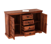 Xorven Sheesham Wood Cabinet and Sideboard (Honey Finish)