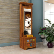 Gendrin Sheesham Wood Dressing Table with Mirror and Drawers (Honey Finish)