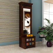 Gendrin Sheesham Wood Dressing Table with Mirror and Drawers (Walnut Finish)