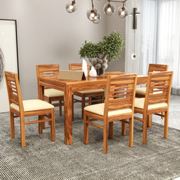 Ravendor Sheesham Wood Dining Set 6 Seater (Honey Finish)