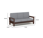 Fenwick 3+3 Seater Solid Wood Sofa (Walnut Finish)