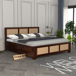 Threxian Sheesham Wood King Size Bed With Storage (Walnut Finish)