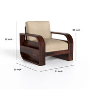 Curve 6 Seater Solid Wood Sofa (Walnut Finish)