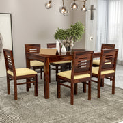 Ravendor Sheesham Wood Dining Set 6 Seater (Walnut Finish)