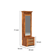 Frovion Sheesham Wood Dressing Table with Mirror and Drawers (Honey Finish)