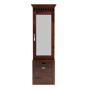 Dresthion Sheesham Wood Dressing Table with Mirror and Drawers and Storage Seating Stool (Walnut Finish)