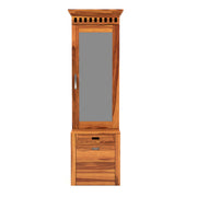 Dresthion Sheesham Wood Dressing Table with Mirror and Drawers and Storage Seating Stool (Honey Finish)