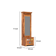 Gendrin Sheesham Wood Dressing Table with Mirror and Drawers (Honey Finish)