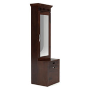 Dresthion Sheesham Wood Dressing Table with Mirror and Drawers and Storage Seating Stool (Walnut Finish)