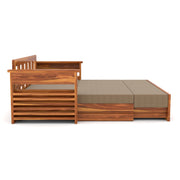 Karmith Sheesham Wood 3 Seater Sofa Bed With Storage (Honey Finish)