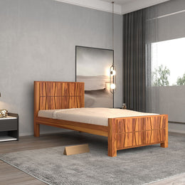 Drendolis Sheesham Wood Single Size Bed (Honey Finish)
