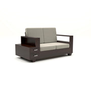 Jorvian Mossy 6 Seater Solid Wood Sofa (Walnut Finish)