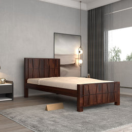 Drendolis Sheesham Wood Single Size Bed (Honey Finish)