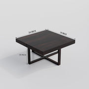 Ashivale Solid Sheesham Wood Coffee Table with 4 Cushioned Stools – Walnut Finish