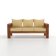 Outer CNC 3 Seater Solid Wood Sofa (Honey Finish)
