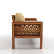 Outer CNC 6 Seater Solid Wood Sofa (Honey Finish)
