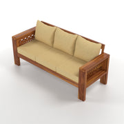 Outer CNC 6 Seater Solid Wood Sofa (Honey Finish)