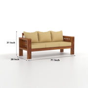 Outer CNC 5 Seater Solid Wood Sofa (Honey Finish)