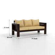 Outer CNC 6 Seater Solid Wood Sofa (Walnut Finish)